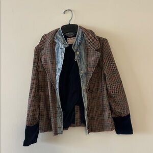 Free People Plaid Jacket with Denim Accent
